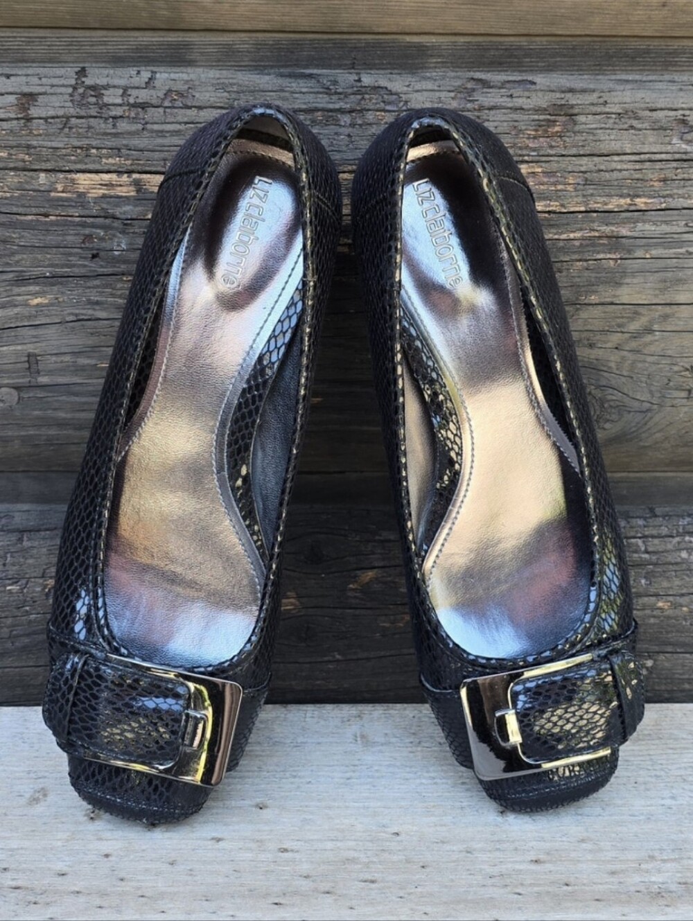 Liz Claiborne Sissy Y2K Office Siren Snake Print Sqaure Toe Ballet Flats 7.5M